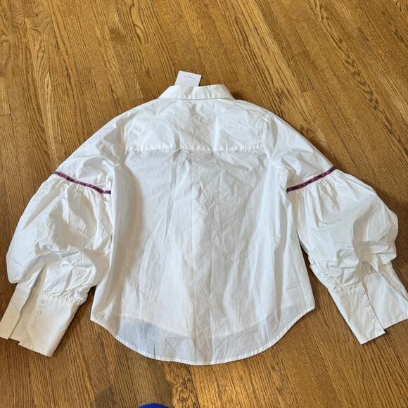 The Shirt by Rochelle Behrens NWT puffy sleeves embroidered 100% cotton size Med - Picture 7 of 7